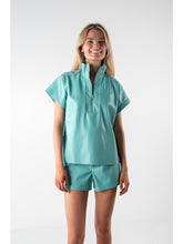 EMILY MCCARTHY STRIPE COLLAR POPPY PULLOVER TOP